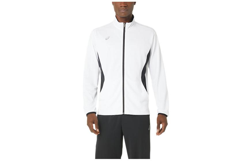 ASICS White Full-Zip Track Jacket with Logo and Stand Collar 2031E284-100