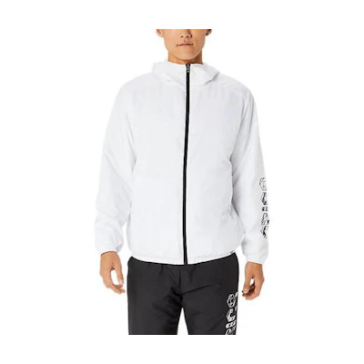 ASICS White Letter Print Zip-Up Hoodie Jacket 2031E238-100