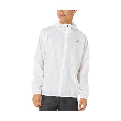 ASICS White Logo Print Zip-Up Hoodie Jacket Long Sleeve 2011C889-100