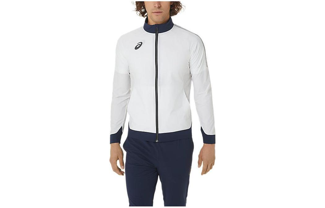 ASICS White Logo Zip-Up Track Jacket Long Sleeve 2101A211-100