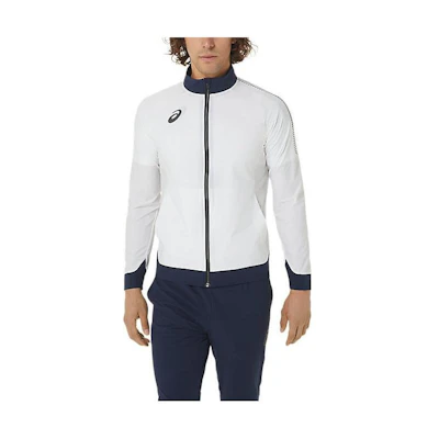 ASICS White Logo Zip-Up Track Jacket Long Sleeve 2101A211-100