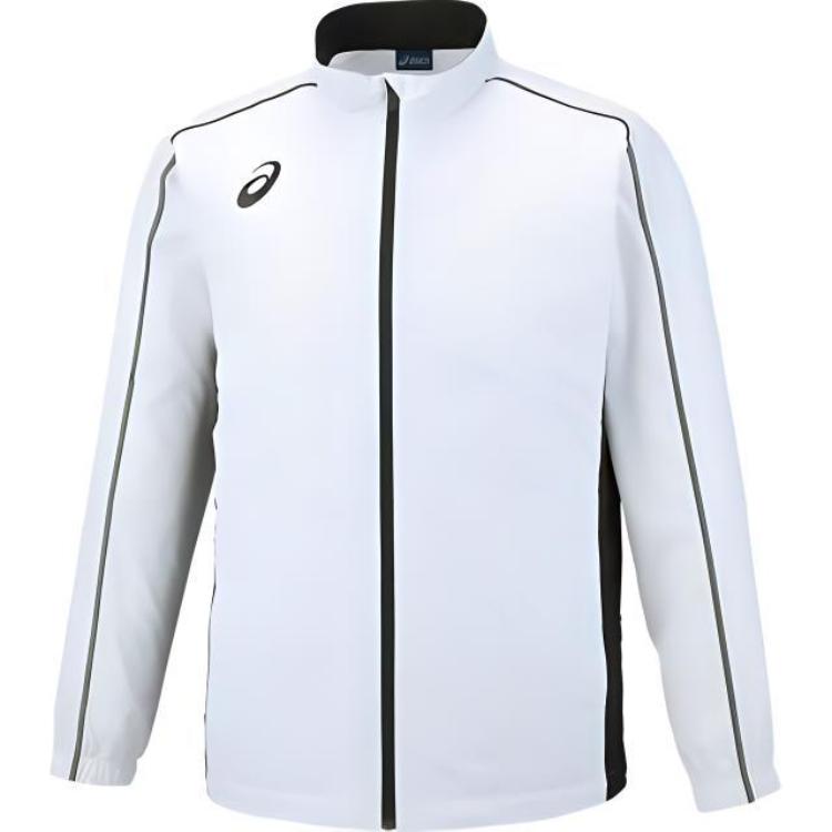 ASICS White Loose-Fit Logo Print High-Neck Zip Jacket 2031A243-100