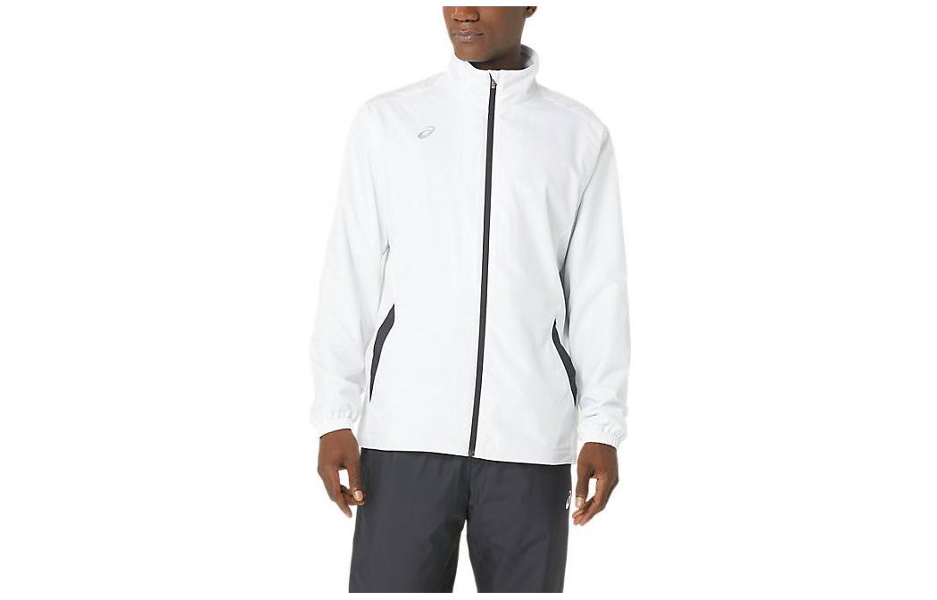 ASICS White Solid Logo Print Zip Jacket 2031E286-100