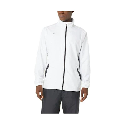 ASICS White Solid Logo Print Zip Jacket 2031E286-100