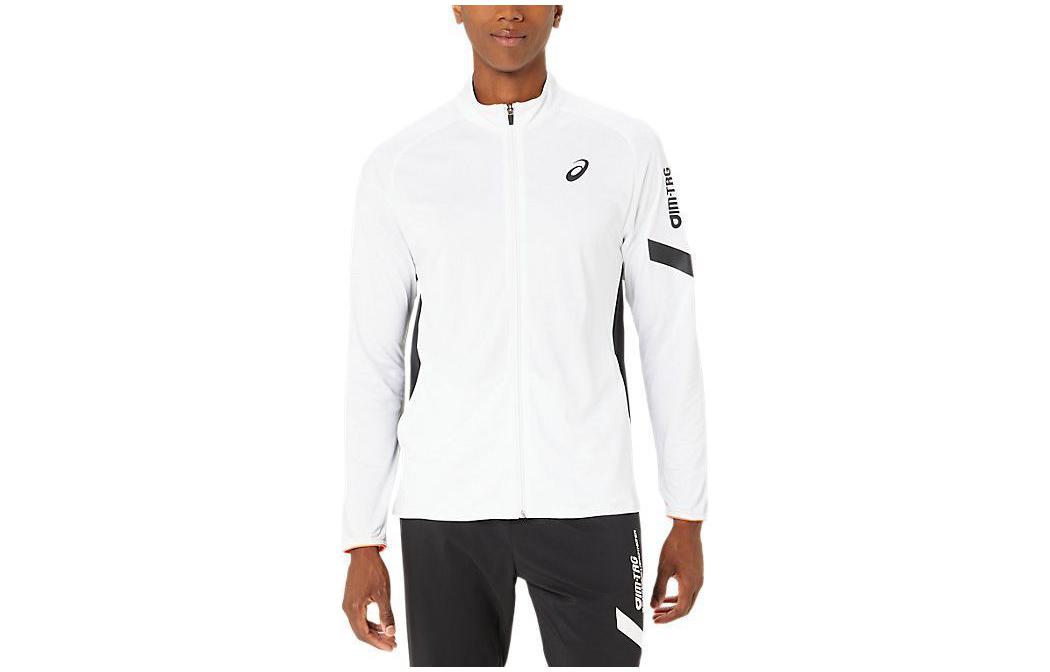 ASICS White Stretch Knit Jacket with Logo Print 2031E540-100