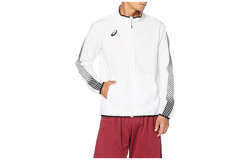 ASICS White Stripe Zip Track Jacket Long Sleeve Top 2031C001-100
