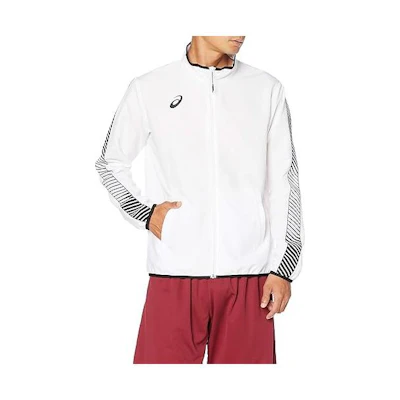 ASICS White Stripe Zip Track Jacket Long Sleeve Top 2031C001-100