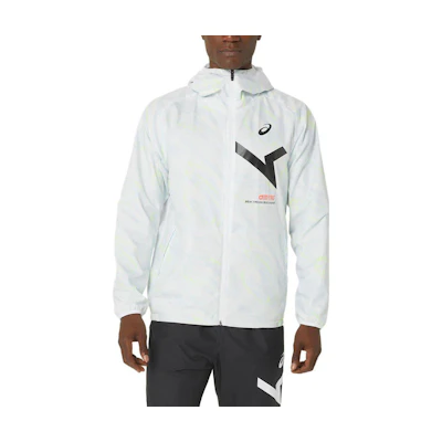 ASICS White Zip-Up Hoodie Jacket with Logo Print 2031E270-100