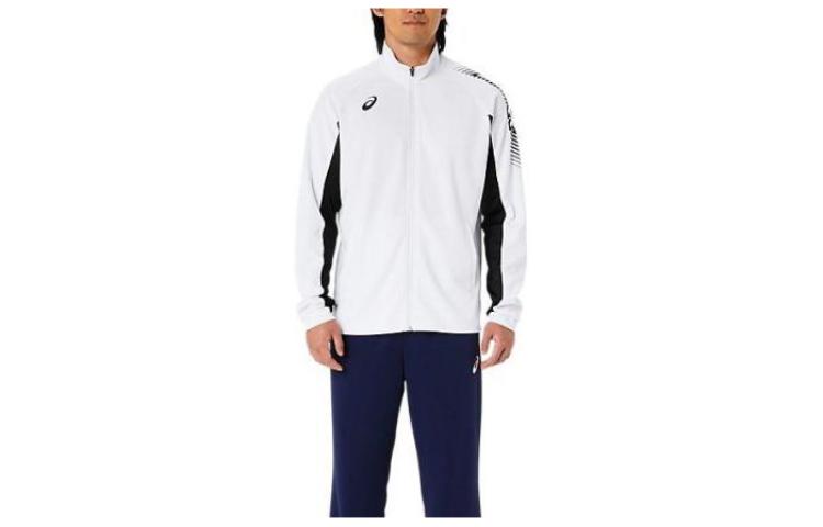 ASICS White Zip-Up Jacket with Stand Collar and Logo Design 2031D929-100