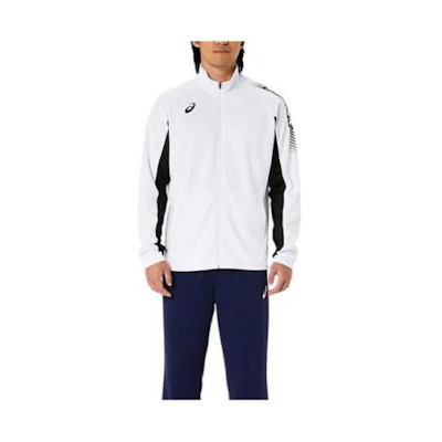 ASICS White Zip-Up Jacket with Stand Collar and Logo Design 2031D929-100
