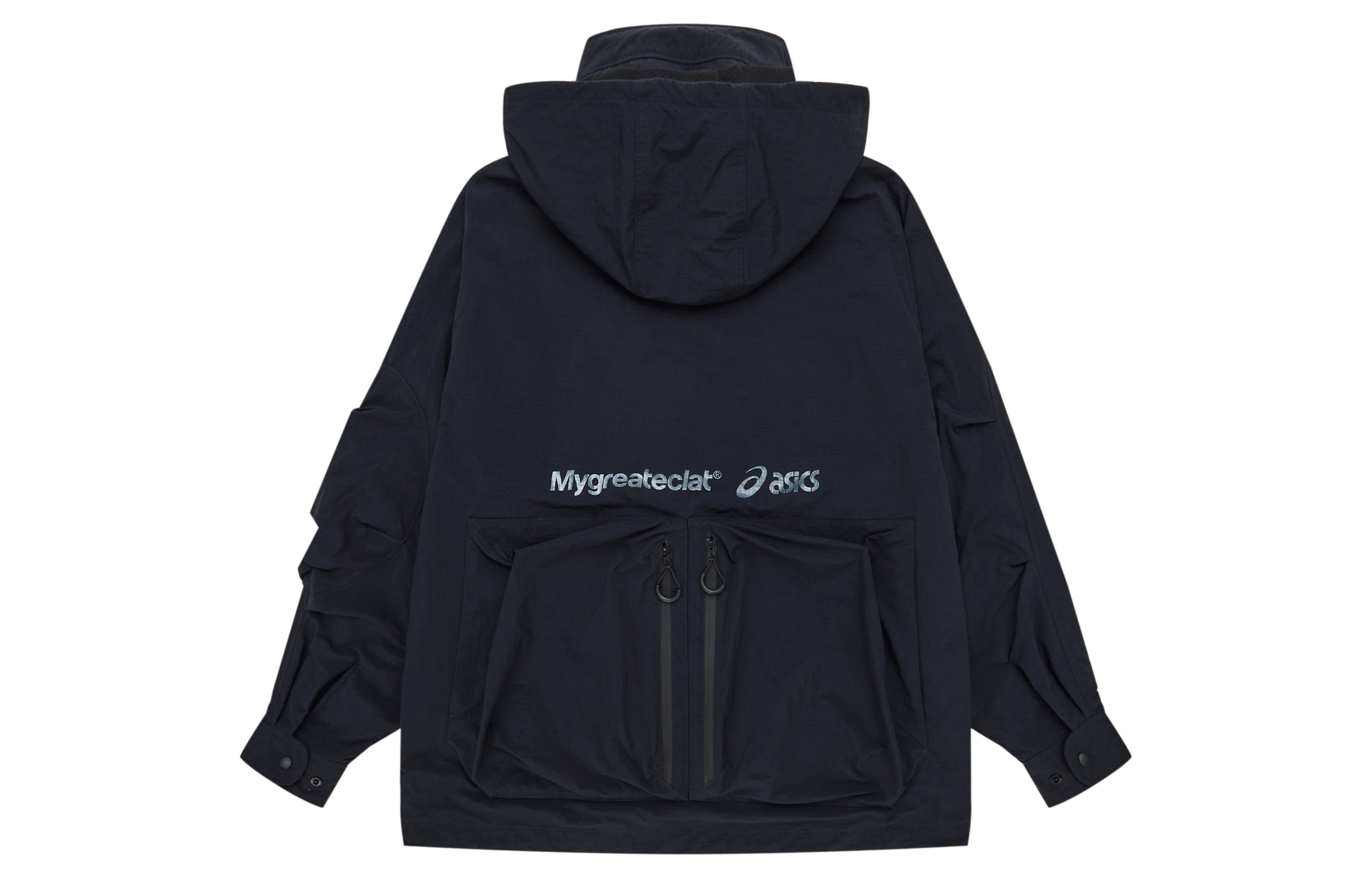 Lookbook ASICS x MYGE 아웃도어 유틸리티 재킷 블랙 유니섹스 멀티포켓 롱슬리브 코트 2203A278-001