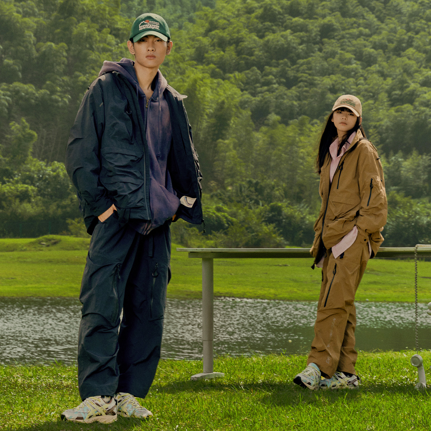 Purchase ASICS x MYGE 아웃도어 유틸리티 재킷 블랙 유니섹스 멀티포켓 롱슬리브 코트 2203A278-001