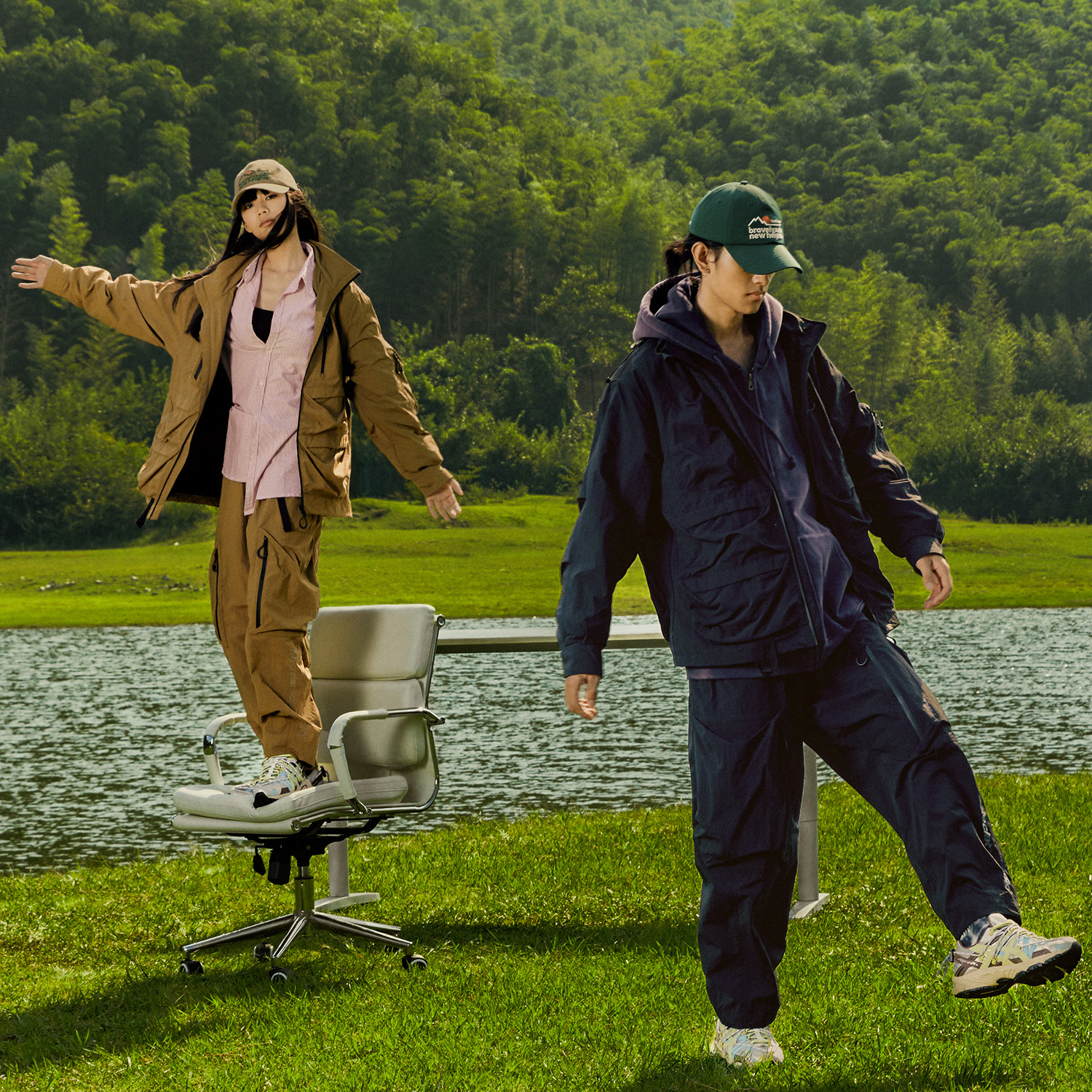 Details for ASICS x MYGE 아웃도어 유틸리티 재킷 블랙 유니섹스 멀티포켓 롱슬리브 코트 2203A278-001