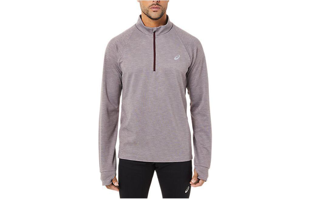 ASICS Zipper High Neck Logo Sweatshirt Heather Stone Colorway 2011C021-506