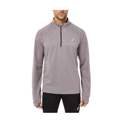 ASICS Zipper High Neck Logo Sweatshirt Heather Stone Colorway 2011C021-506
