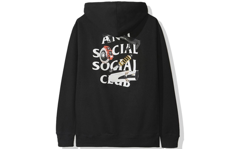 ASSC ANTI SOCIAL SOCIAL CLUB Black Hoodie with Motorcycle Parts Unisex Design ASSW508