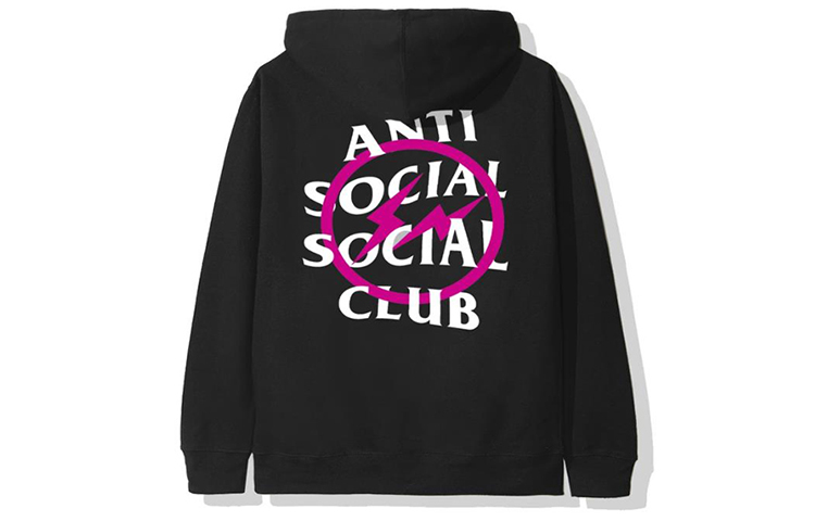 ASSC ANTI SOCIAL SOCIAL CLUB Pullover Hoodie Black/Pink Unisex Fleece-Lined ASSW533