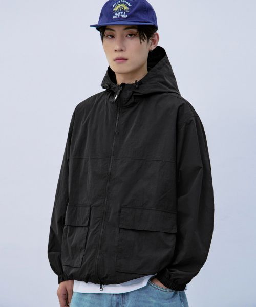 Order ATEEZ AERO Tech Hood Windbreaker Jacket [Black] ATZJK01