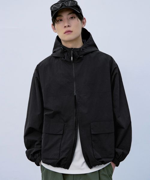 Lookbook ATEEZ AERO Tech Hood Windbreaker Jacket [Black] ATZJK01
