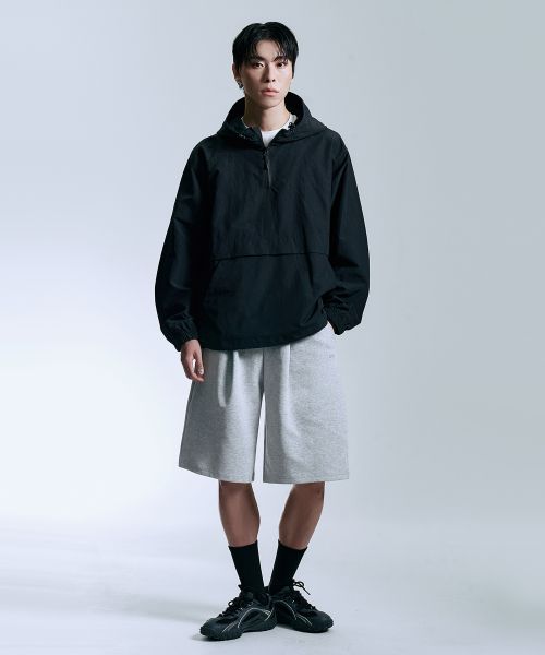 Sizing ATEEZ基础款宽松一褶百慕大休闲短裤【灰色】 ATZPT04