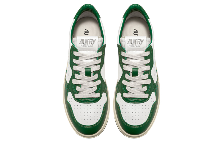 Lookbook AUSTRY メダリスト ロー レザー スニーカー 'グリーン ホワイト マウンテン' AULM-WB03/AULM-WB11 AULM-WB03-/-AULM-WB11