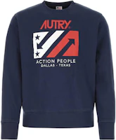 AUTRY Arrow Logo Crewneck Navy Sweatshirt SWIM1535 AUTRY Arrow Logo Crewneck Navy Sweatshirt SWIM1535
