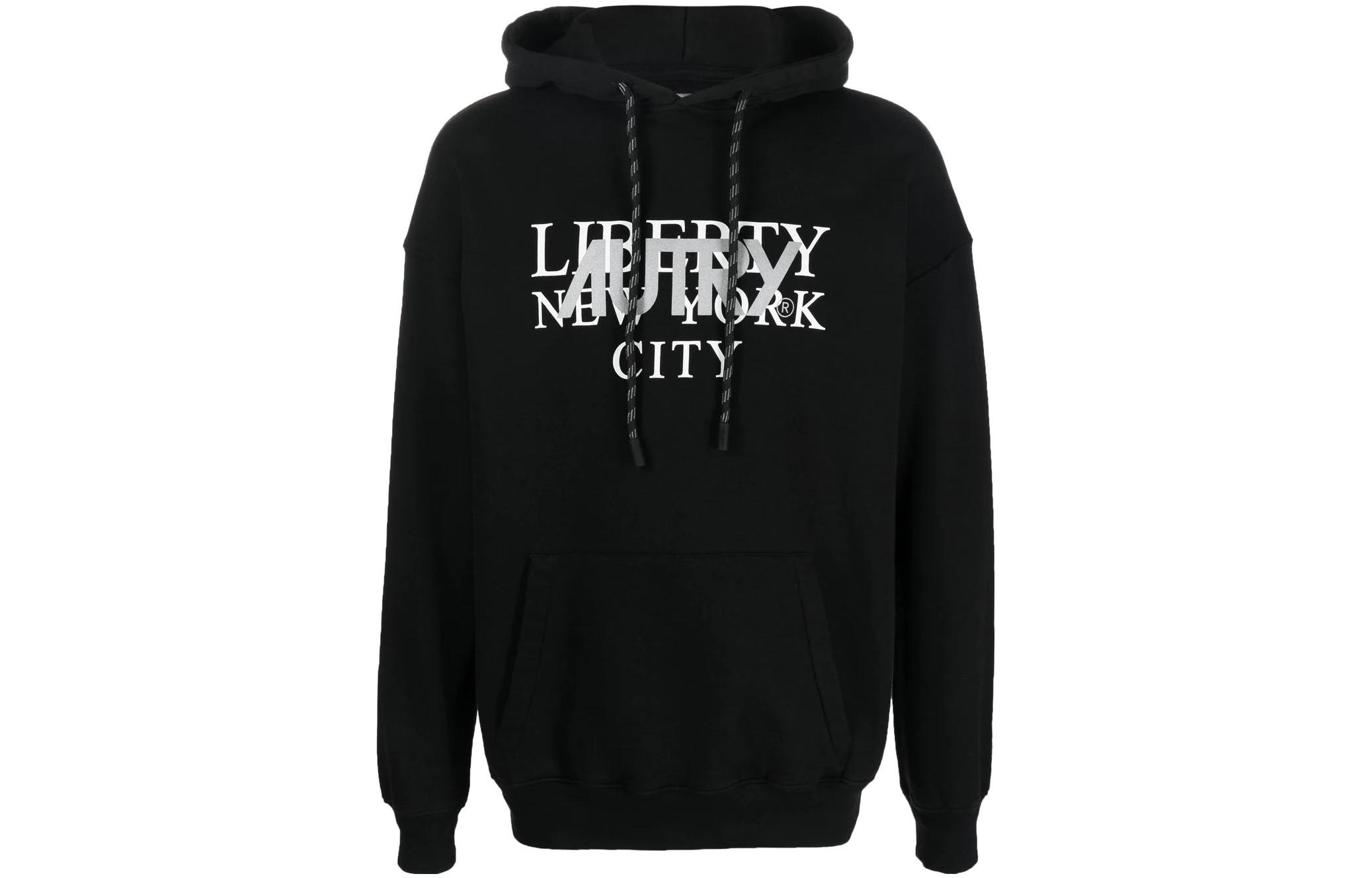 AUTRY Black Oversized Hoodie with Slogan Print HOLM1632