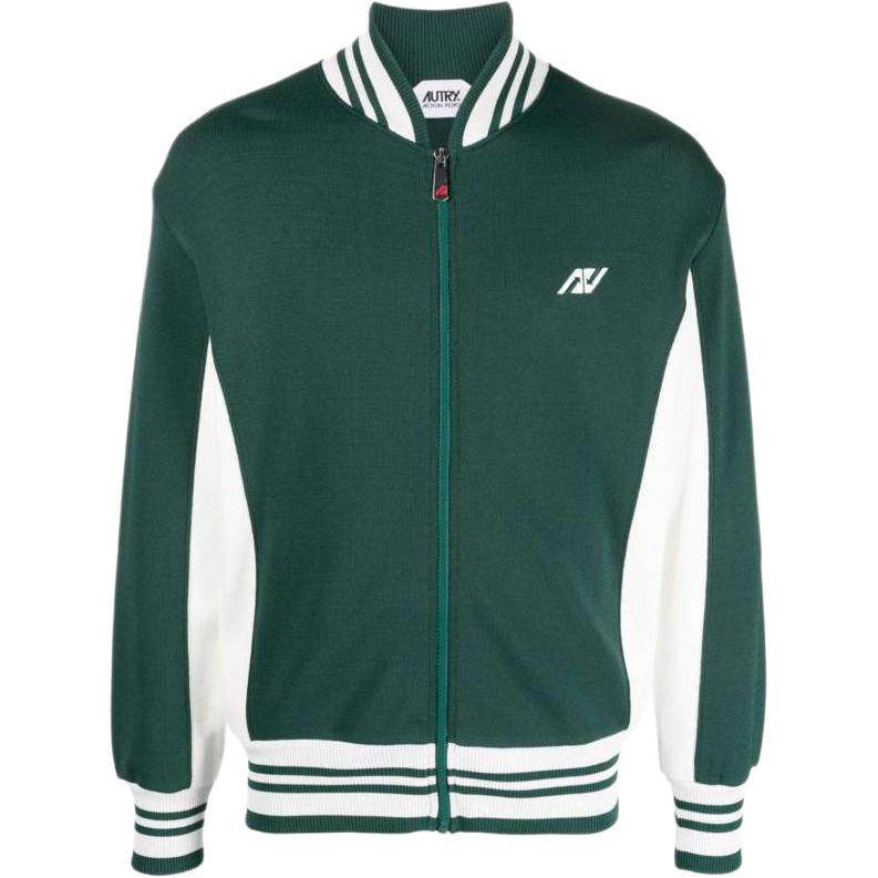 AUTRY Blue Baseball Jacket with Logo Stripe Design JASM424G