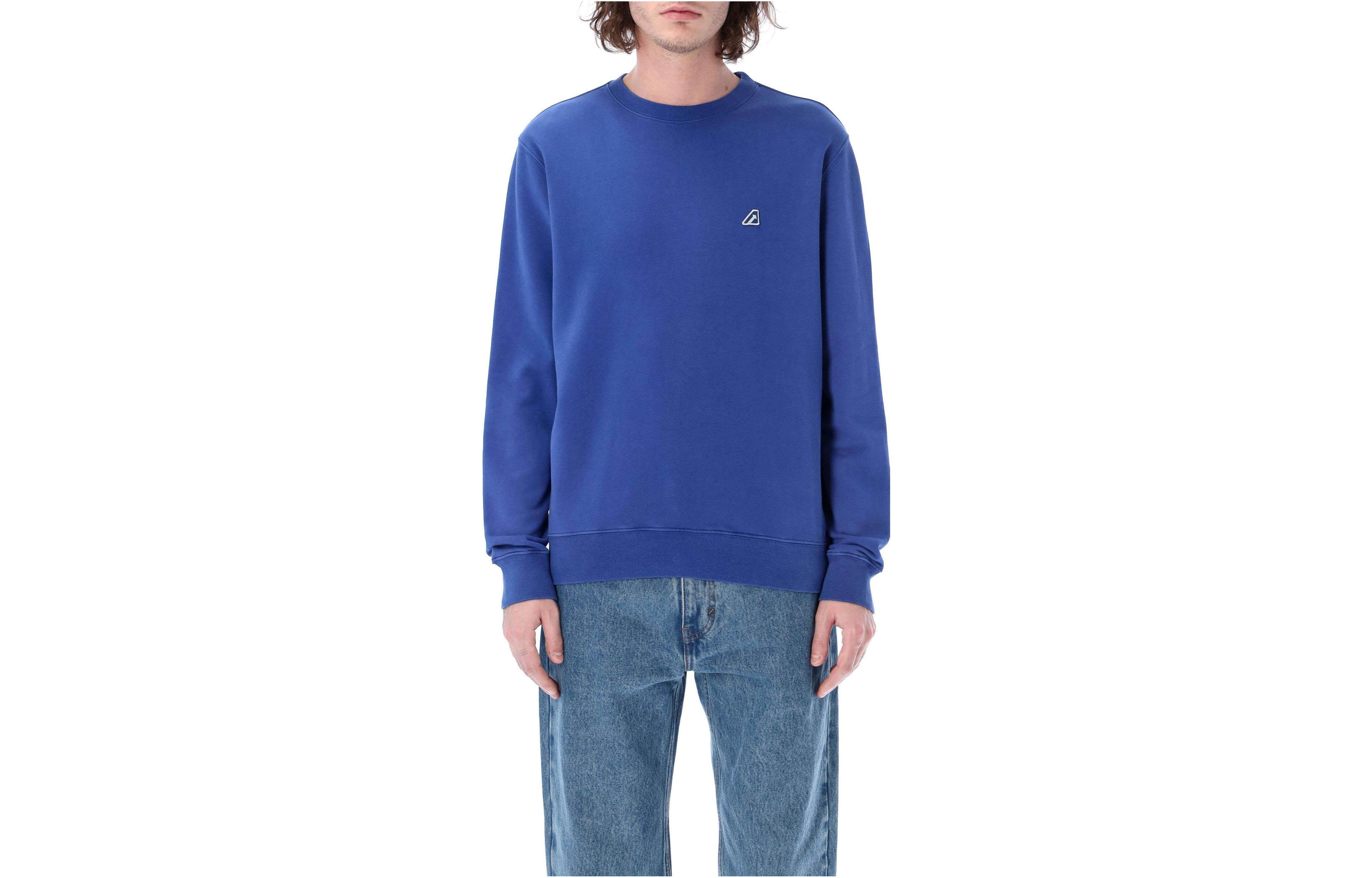 AUTRY Blue Crewneck Sweatshirt with Letter Print and Long Sleeves SWTM2402AB