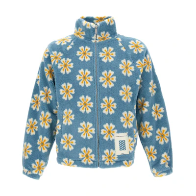 AUTRY Blue Floral Full-Print Track Jacket with Stand Collar JAPX-20Y7
