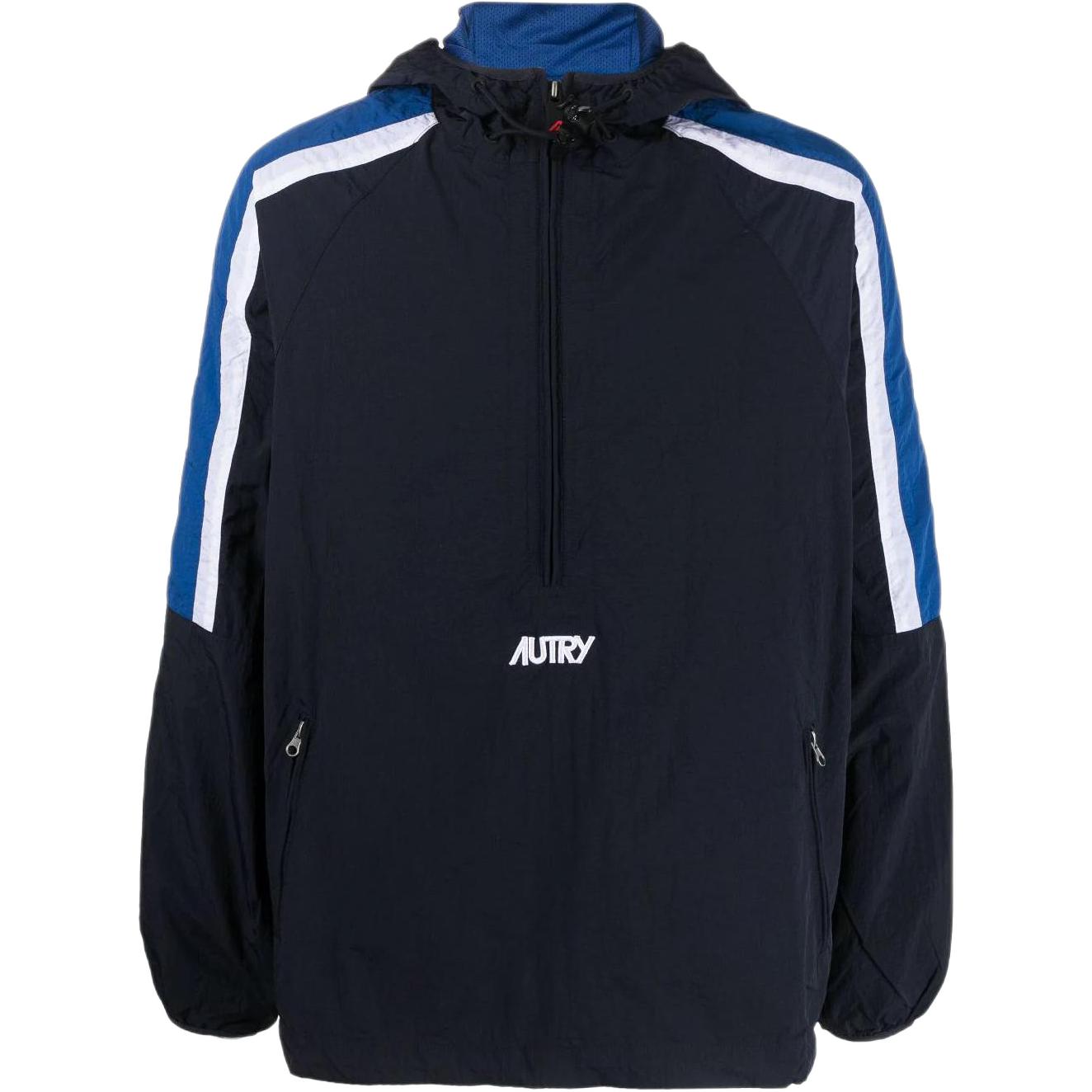 AUTRY Blue Hoodie Jacket with Letter Patch Embroidery JASM437B