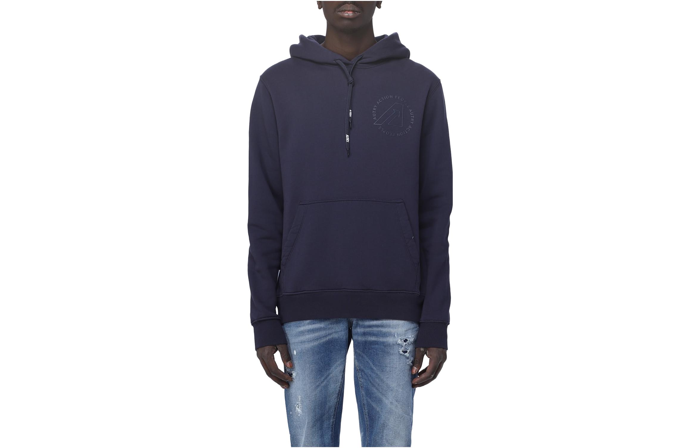 AUTRY Blue Hoodie with Logo Print Pullover Design HOIM414BE54917