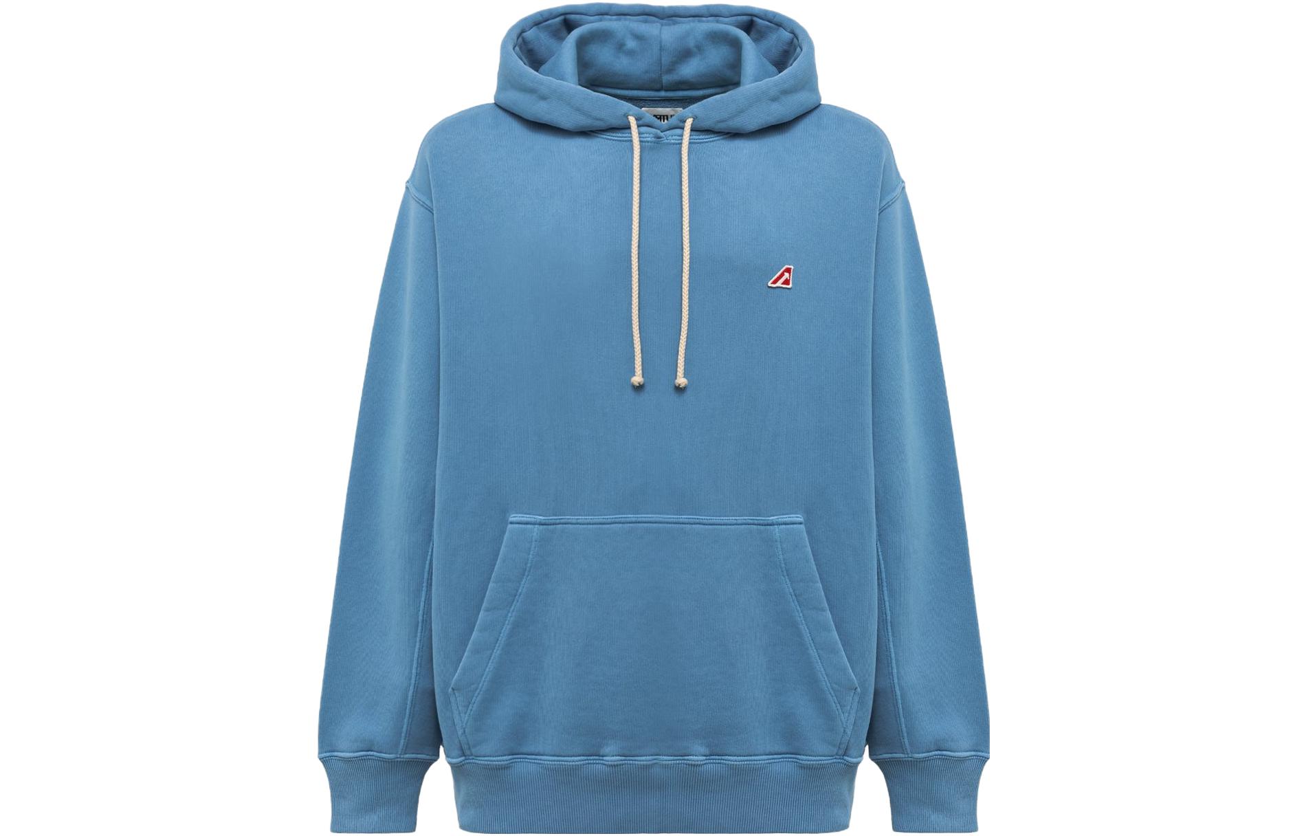 AUTRY Bluette Ease Hoodie Blue Pullover Loose-Fit Long-Sleeve Sweater HOEM418D