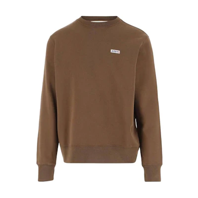 AUTRY Brown Solid Logo Crewneck Pullover Sweatshirt Long Sleeve SWPM01JC