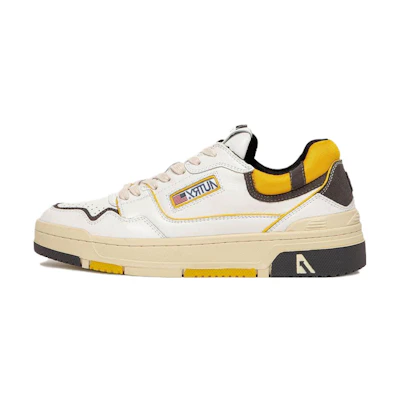 AUTRY CLC Leather Sneakers 'White Black Yellow'