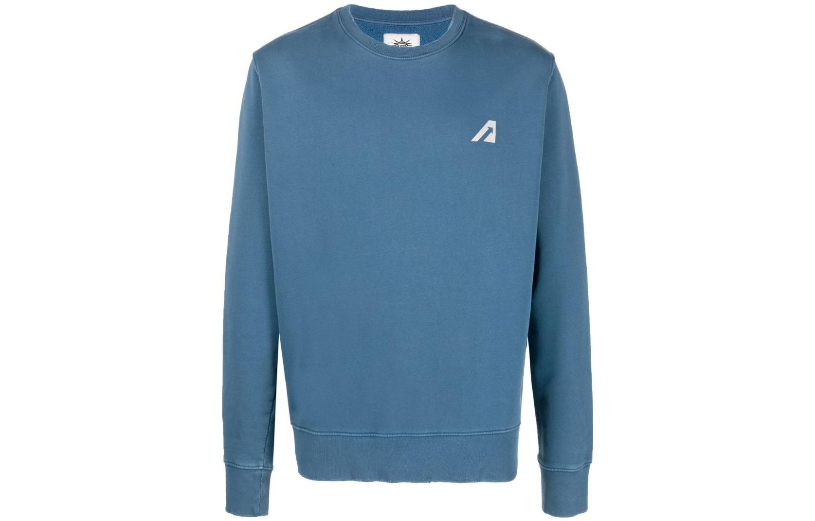 AUTRY FW23 Solid Color Logo Print Casual Long Sleeve Sweatshirt Blue Mens SWLM1717