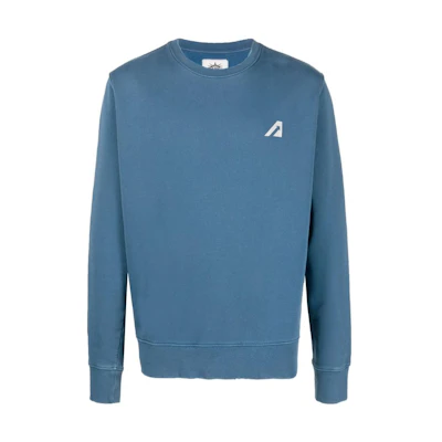 AUTRY FW23 Solid Color Logo Print Casual Long Sleeve Sweatshirt Blue Mens SWLM1717