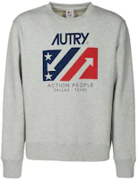 AUTRY Gray Crewneck Pullover Sweatshirt with Loose Fit and Logo Print SWIM1533 AUTRY Gray Crewneck Pullover Sweatshirt with Loose Fit and Logo Print SWIM1533