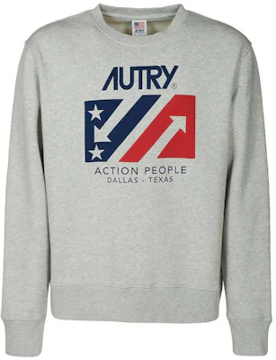 AUTRY Gray Crewneck Pullover Sweatshirt with Loose Fit and Logo Print SWIM1533 Buy AUTRY Gray Crewneck Pullover Sweatshirt with Loose Fit and Logo Print SWIM1533