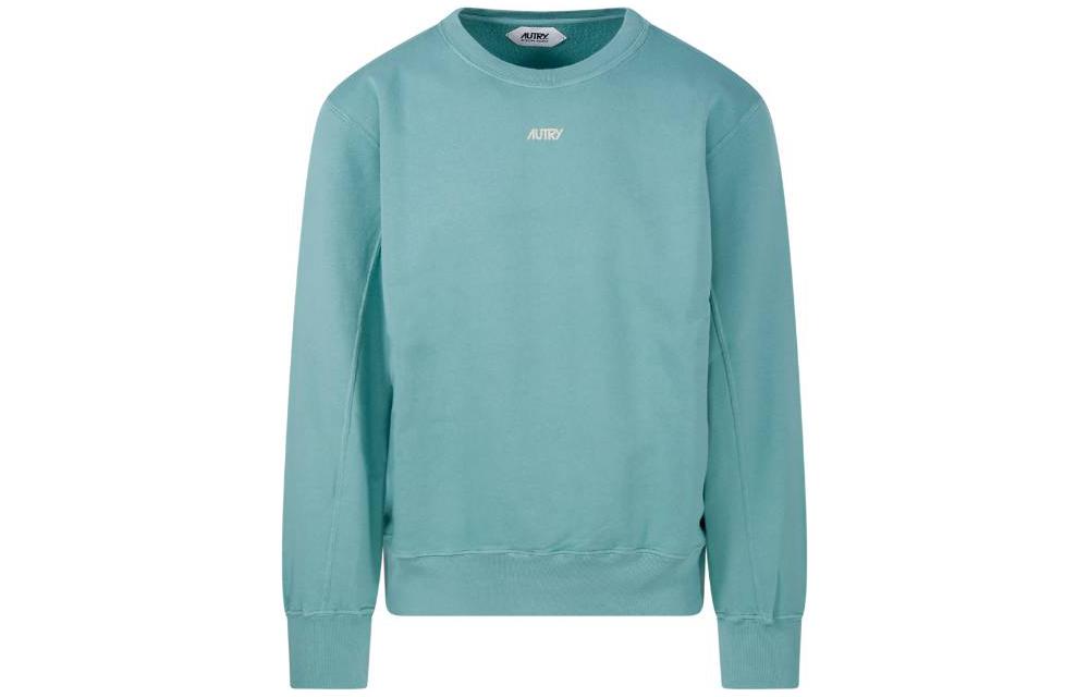 AUTRY Green Crewneck Pullover Sweatshirt with Logo Print Long Sleeves SWBM416AE54156