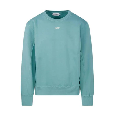 AUTRY Green Crewneck Pullover Sweatshirt with Logo Print Long Sleeves SWBM416AE54156