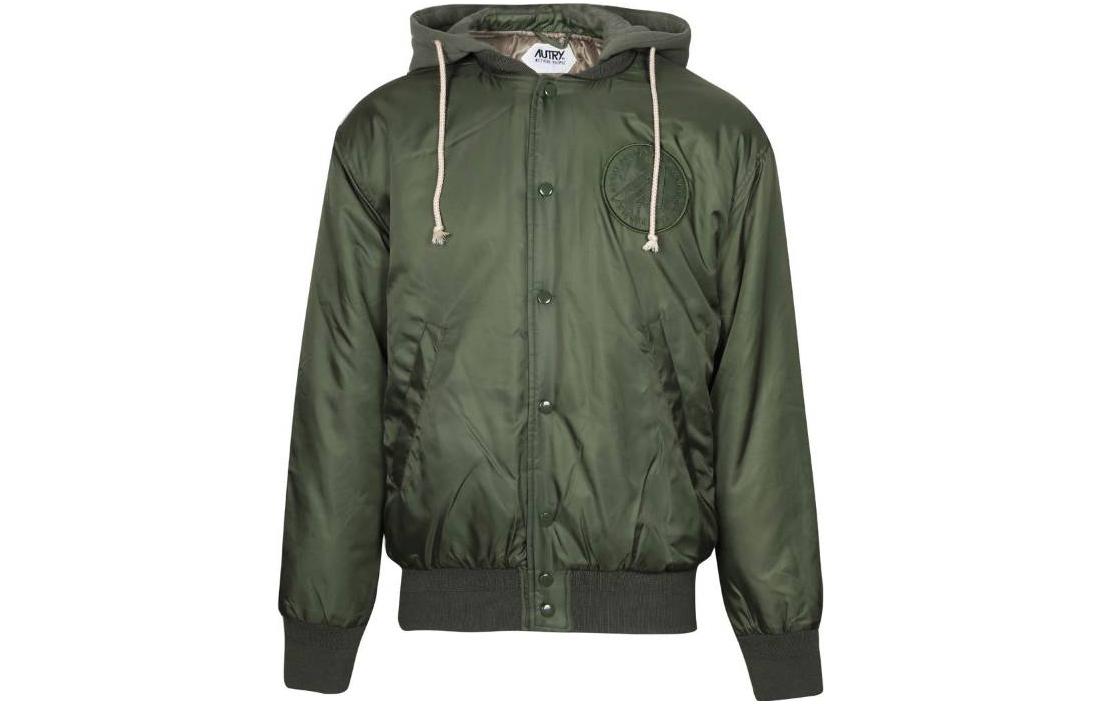 AUTRY Green Logo Print Hooded Jacket Long Sleeve Loose Fit DE20007101