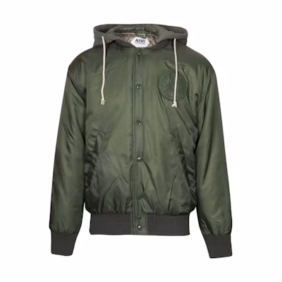 AUTRY Green Logo Print Hooded Jacket Long Sleeve Loose Fit DE20007101