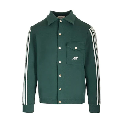 AUTRY Green Striped Collar Button-Up Long-Sleeve Jacket JASM423