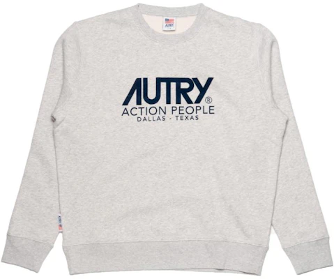 AUTRY Grey Crewneck Pullover Sweatshirt with Logo Print SWIM1573 Buy AUTRY Grey Crewneck Pullover Sweatshirt with Logo Print SWIM1573