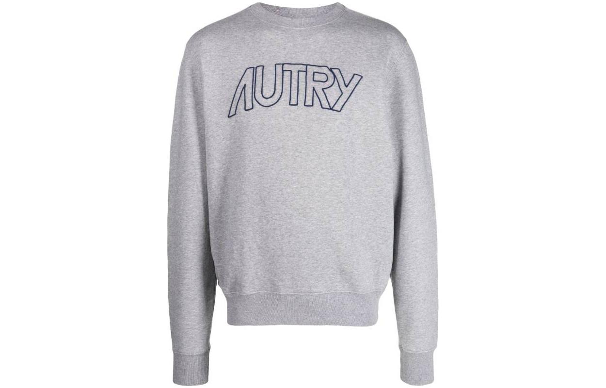 AUTRY Grey Crewneck Sweatshirt with Letter Print Long Sleeves SWIM408M408M