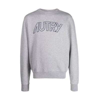 AUTRY Grey Crewneck Sweatshirt with Letter Print Long Sleeves SWIM408M408M