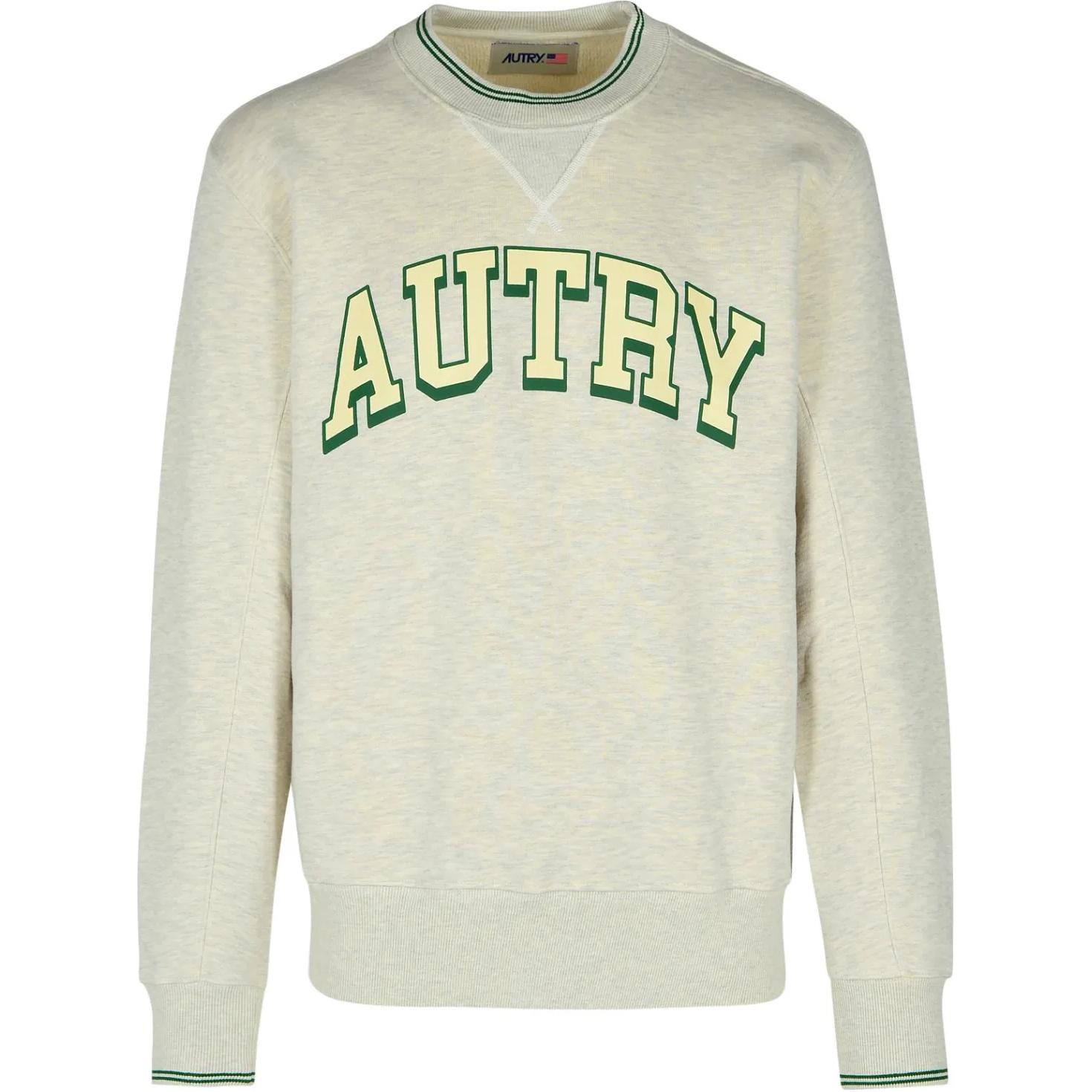 AUTRY Grey Crewneck Sweatshirt with Logo Letter Print Long Sleeves SWPM03H1