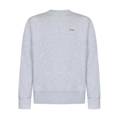 AUTRY Grey Loose-Fit Crewneck Sweatshirt with Logo SWPM-01JM