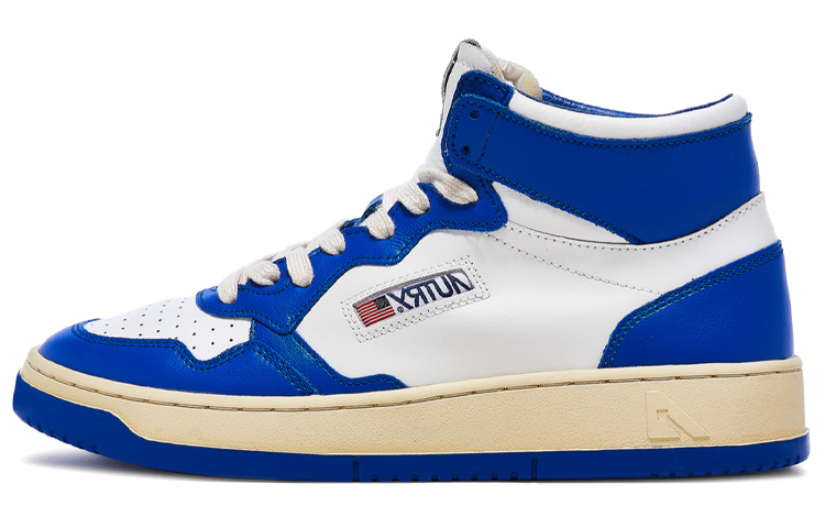 AUTRY High-Top Leather Sneakers 'White Blue' AUMM-WB15